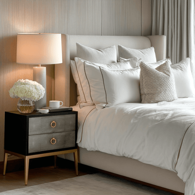 Arlen Premium Shagreen Effect 2 Drawer Bedside Table with Gold Legs Furniture 