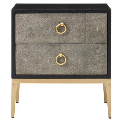 Arlen Premium Shagreen Effect 2 Drawer Bedside Table with Gold Legs Furniture 