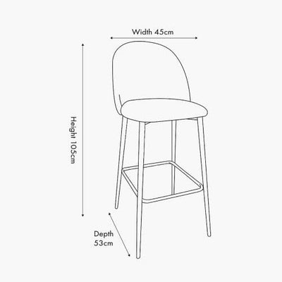 Arte Cream Linen & Black Metal Bar Stool Furniture 