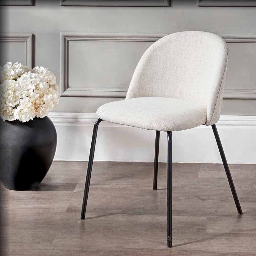 Arte Cream Linen & Black Metal Dining Chair Furniture 