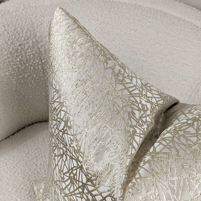 Arya Cream & Gold Geometric Print Feather Filled Cushion - 50x50cm Textiles 