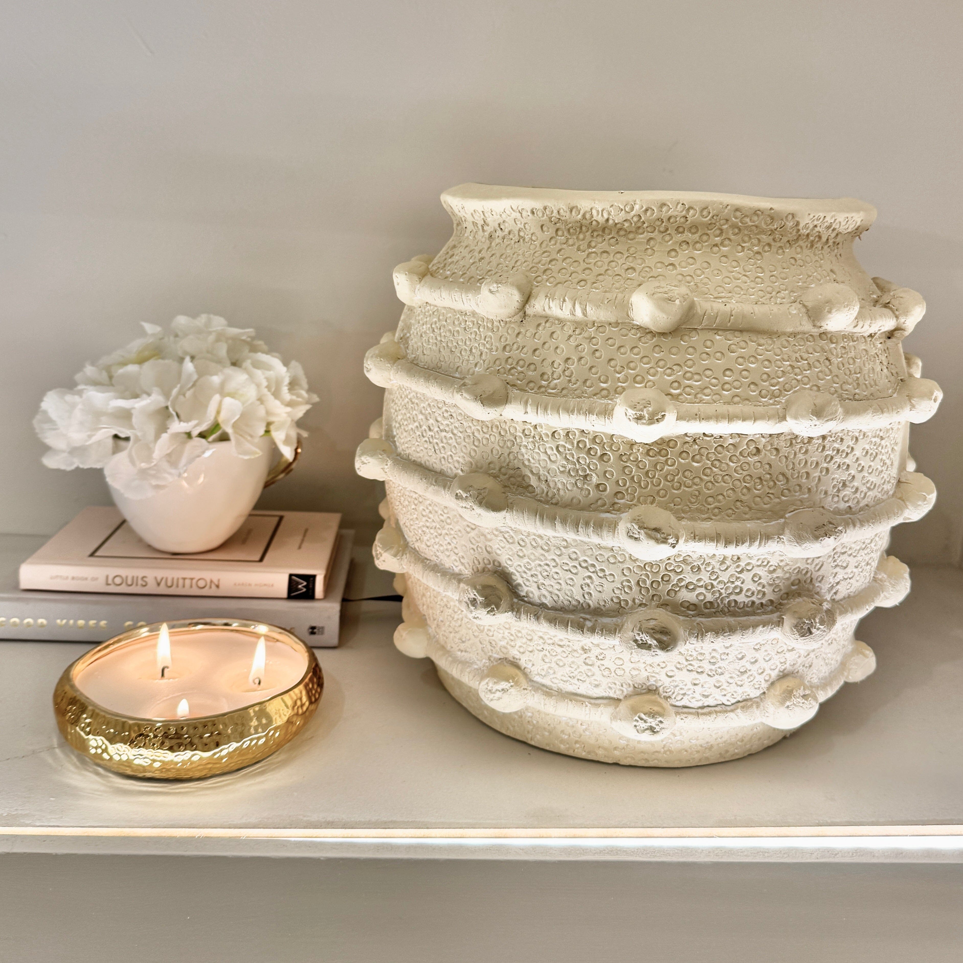 Arya Medium Beige Bobble Effect Decorative Planter Accessories 