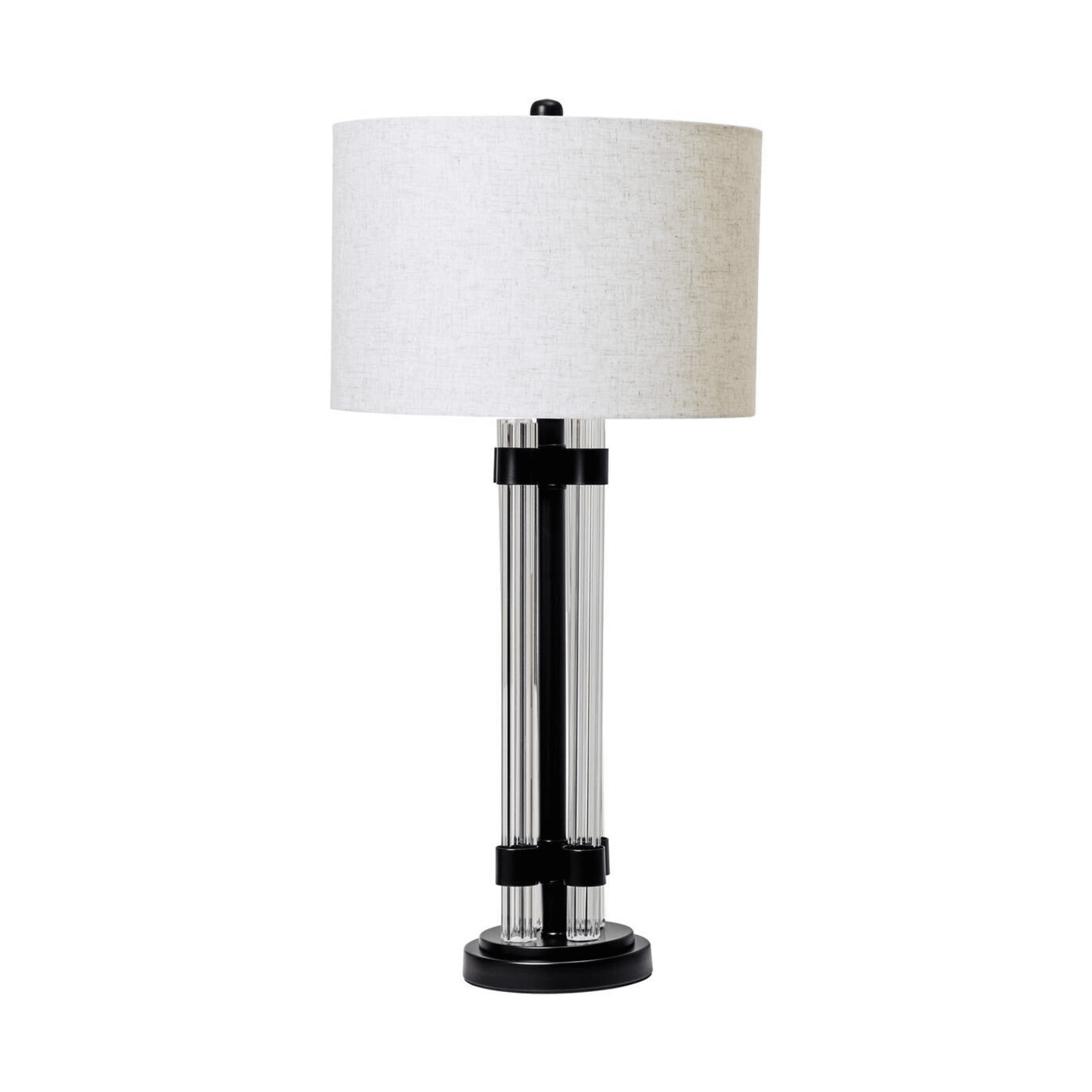 Ashford Black & Glass Table Lamp with Ivory Shade Lighting 