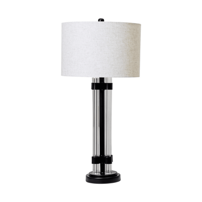 Ashford Black & Glass Table Lamp with Ivory Shade Lighting 