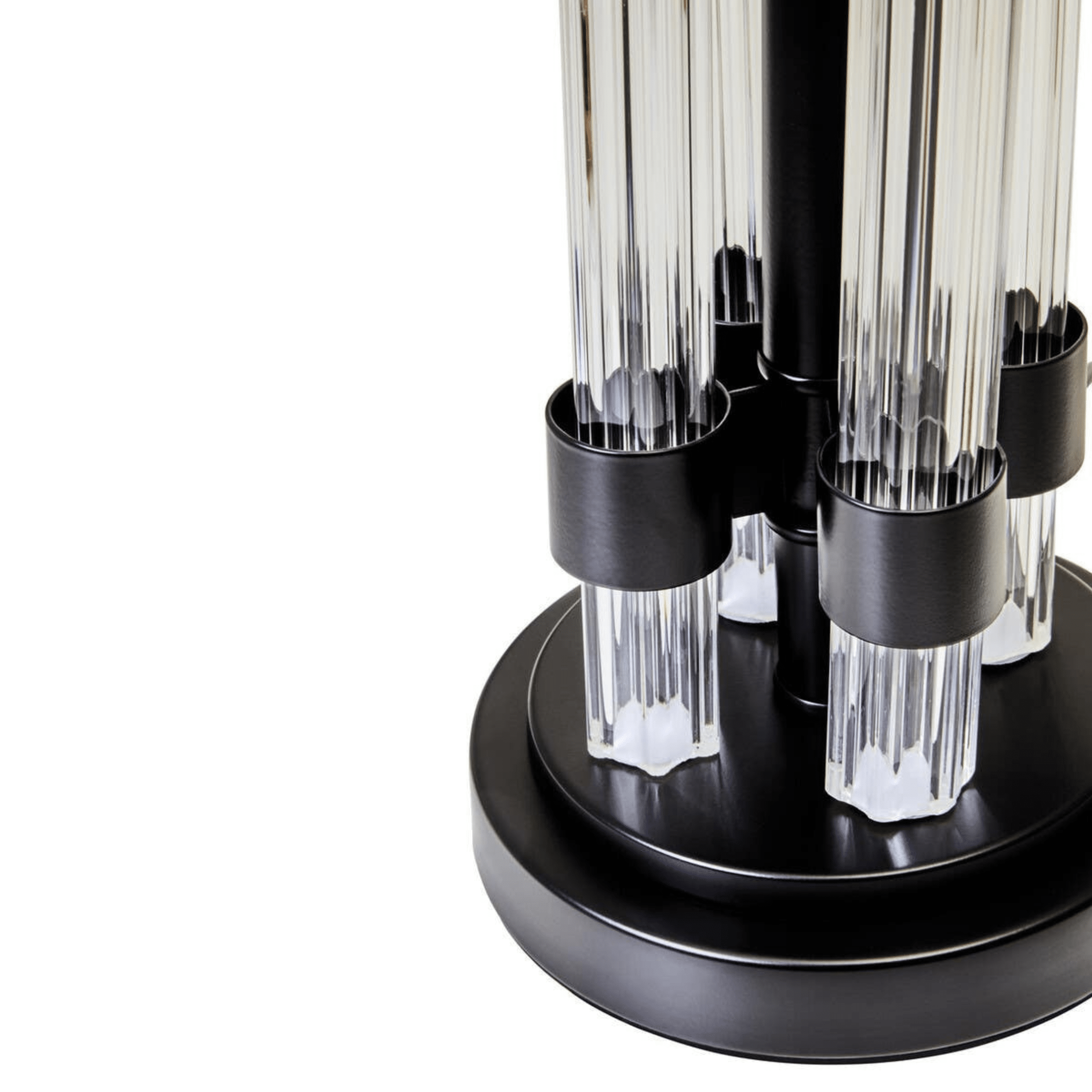 Ashford Black & Glass Table Lamp with Ivory Shade Lighting 