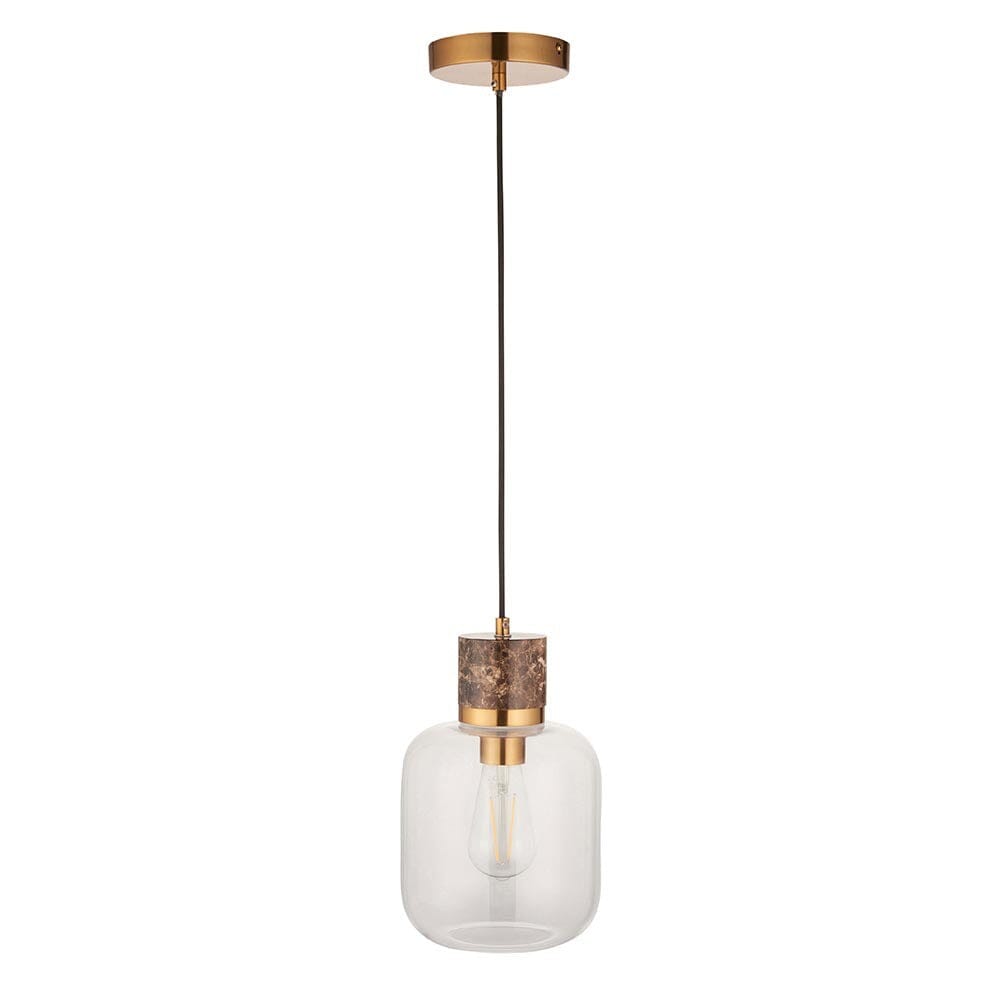 Ashley Brown Marble, Gold & Glass Pendant Ceiling Light Lighting 