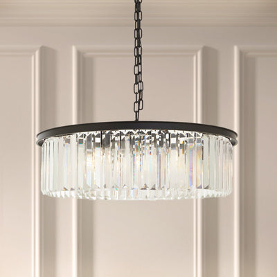 Astaire Black Round Crystal Chandelier Lighting 