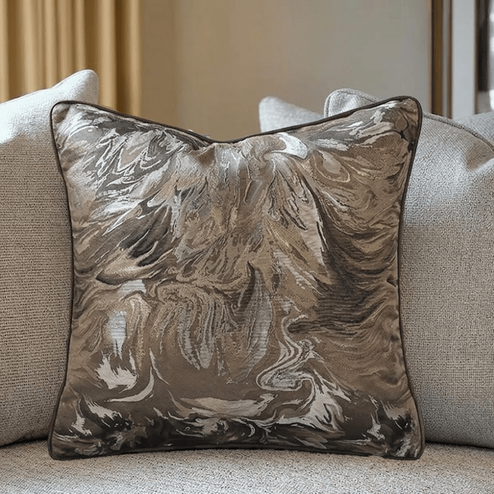 Asti Chocolate Brown Marble Effect Cushion- 50x50cm Textiles 
