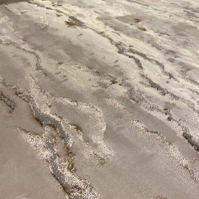 Astoria Cream & Metallic Gold Marble Velvet Rug With Grey Tones - 240 x 340cm Textiles 