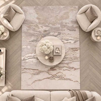 Astoria Cream & Metallic Gold Marble Velvet Rug With Grey Tones Textiles 
