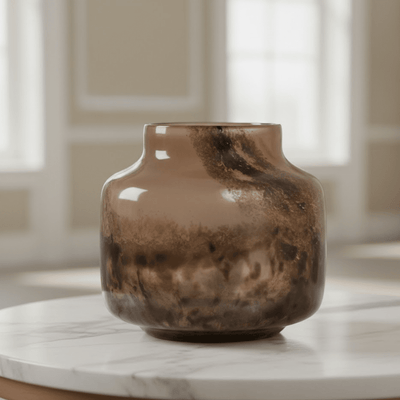 Astraea Brown Marble Effect Glass Vase Accessories 