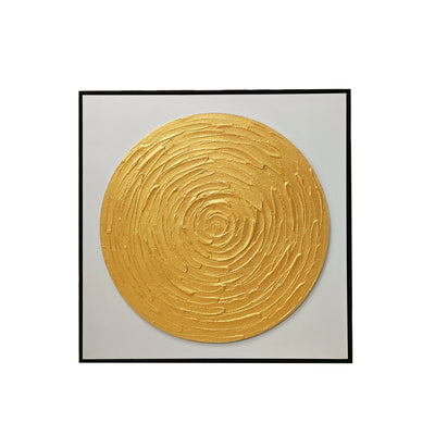 Astratto Gold Textured Circle Canvas Wall Art with Black Frame Accessories 