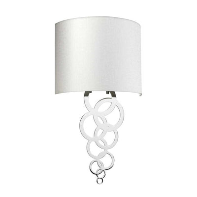 Athens Chrome Ring Detail Wall Light with Faux Silk Shade Lighting 