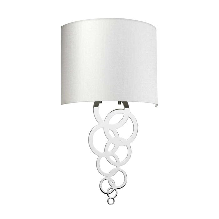 Athens Chrome Ring Detail Wall Light with Faux Silk Shade Lighting 