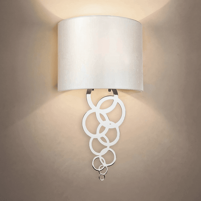 Athens Chrome Ring Detail Wall Light with Faux Silk Shade Lighting 