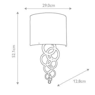 Athens Chrome Ring Detail Wall Light with Faux Silk Shade Lighting 