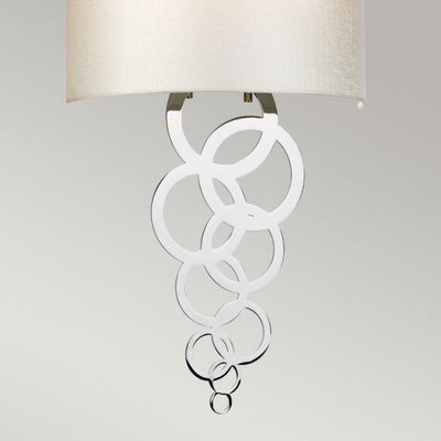 Athens Chrome Ring Detail Wall Light with Faux Silk Shade Lighting 