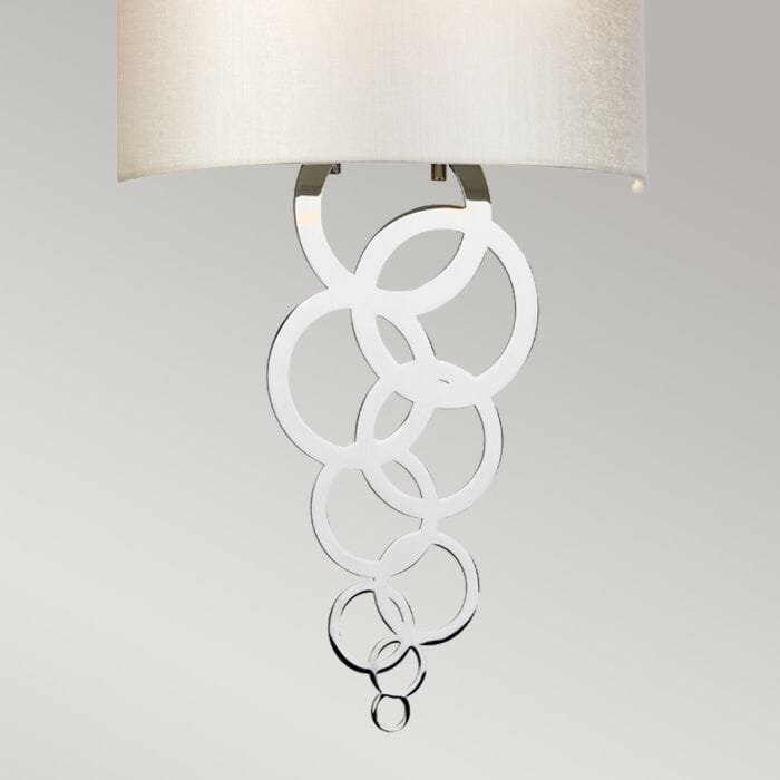 Athens Chrome Ring Detail Wall Light with Faux Silk Shade Lighting 