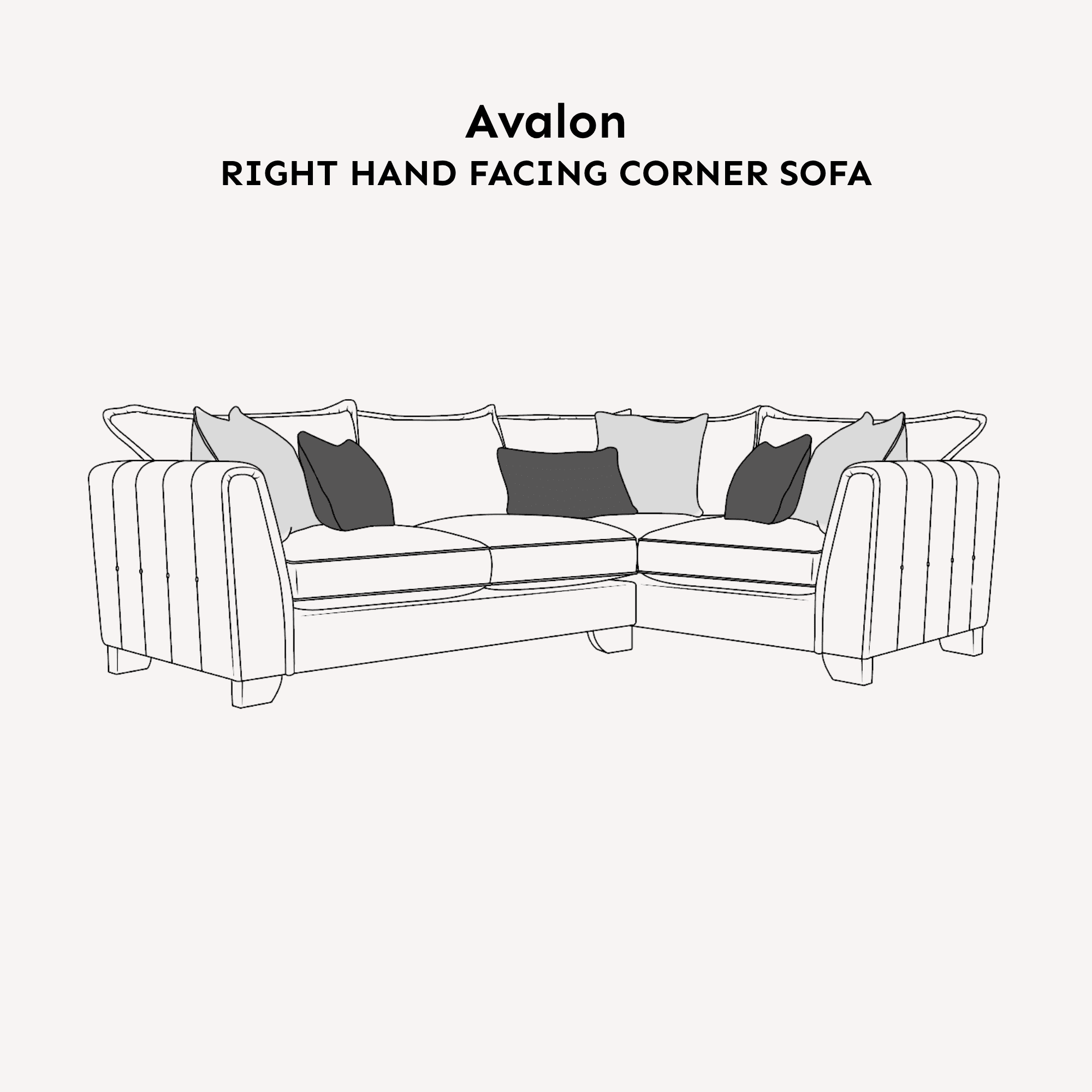 Avalon Charcoal Textured Velvet Sofa Range Sofa Right Hand Facing Corner 