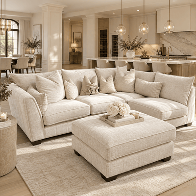 Avalon Ivory Textured Chenille Sofa Range Sofa 