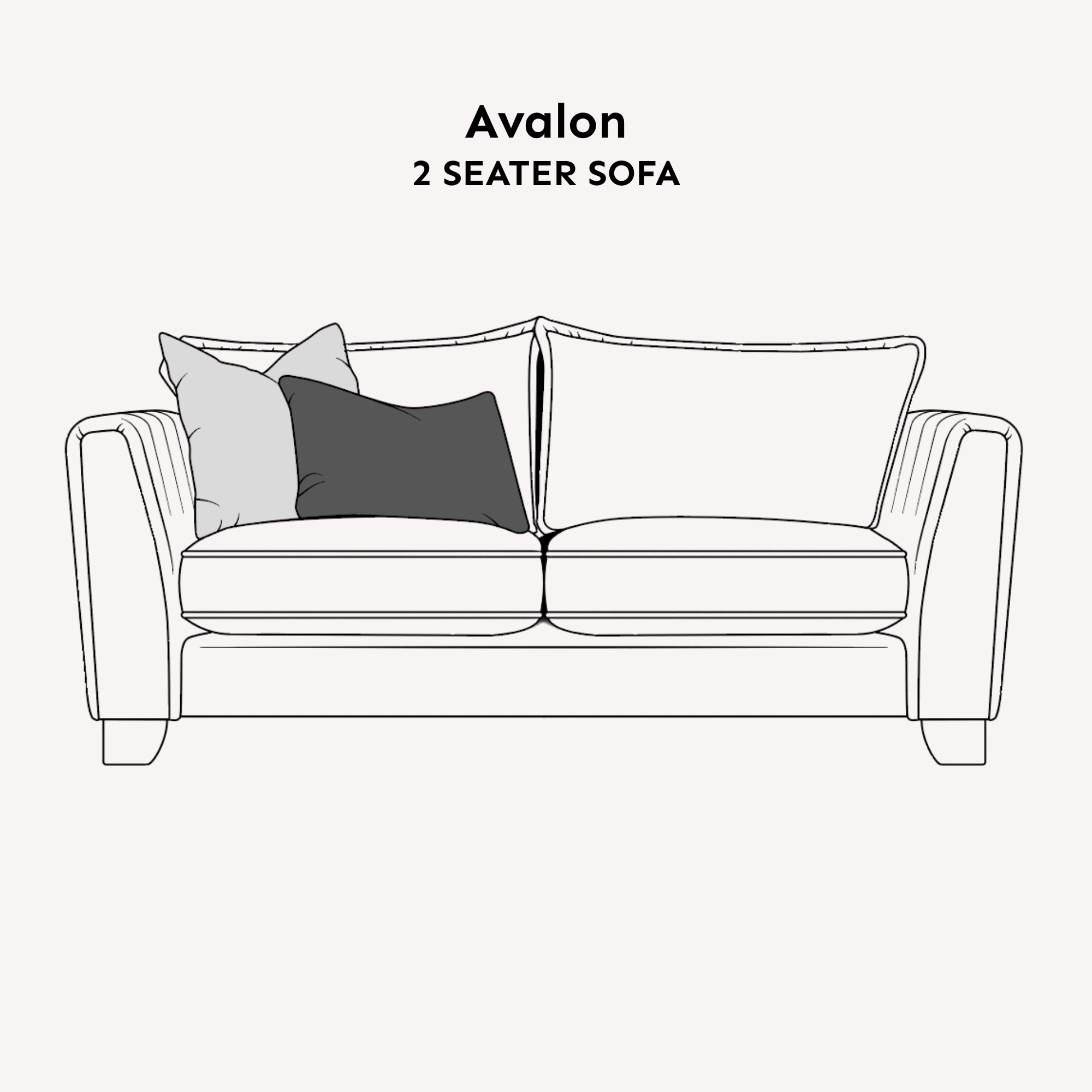 Avalon Neutral Velvet Sofa Range with Monochrome Accents 2 Seater 