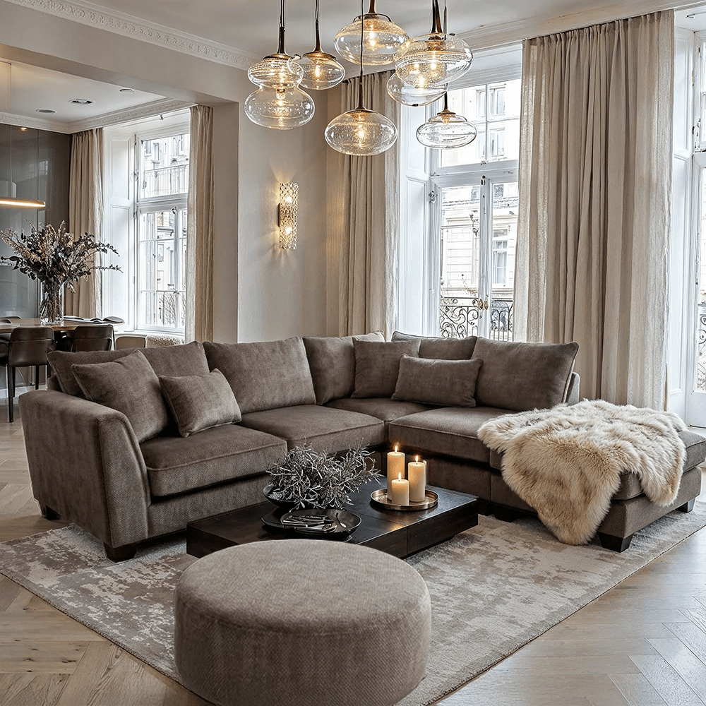 Avalon Stone Textured Velvet Sofa Range 