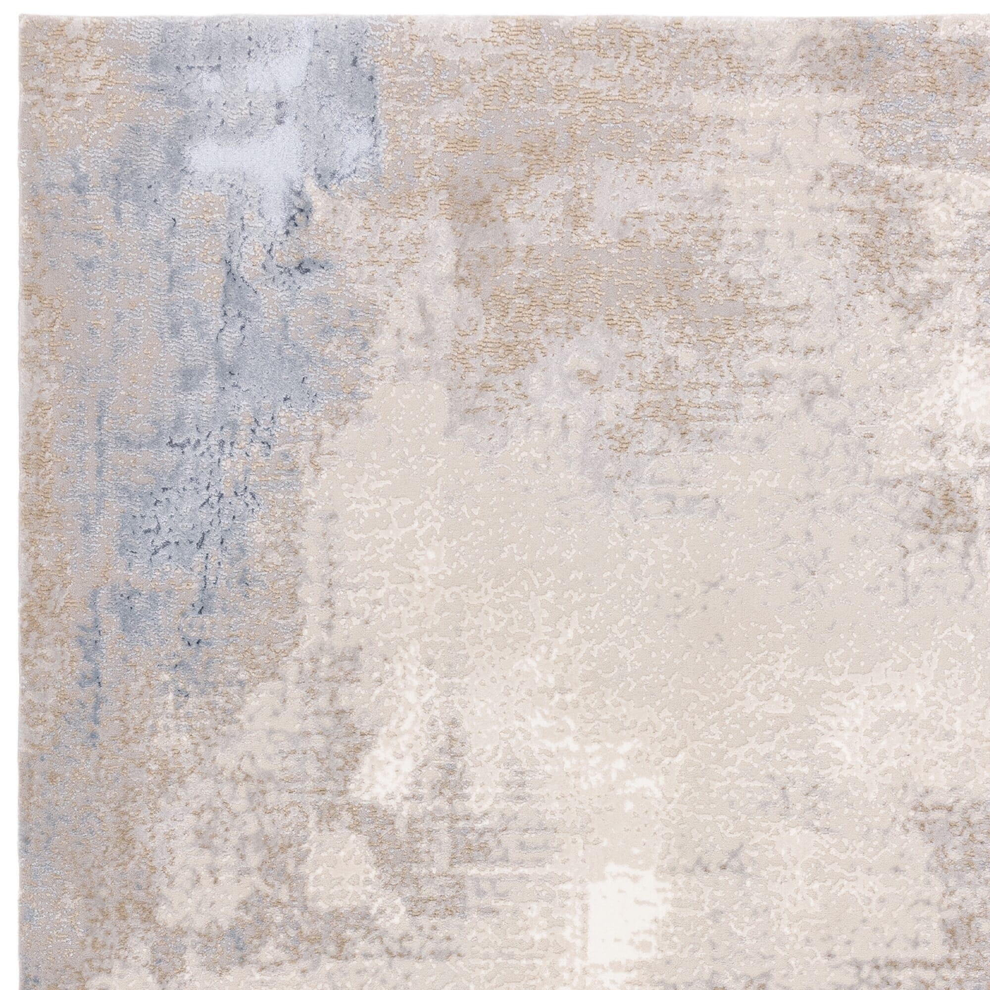 Aveline Metallic Cream, Grey & Blue Abstract Rug 