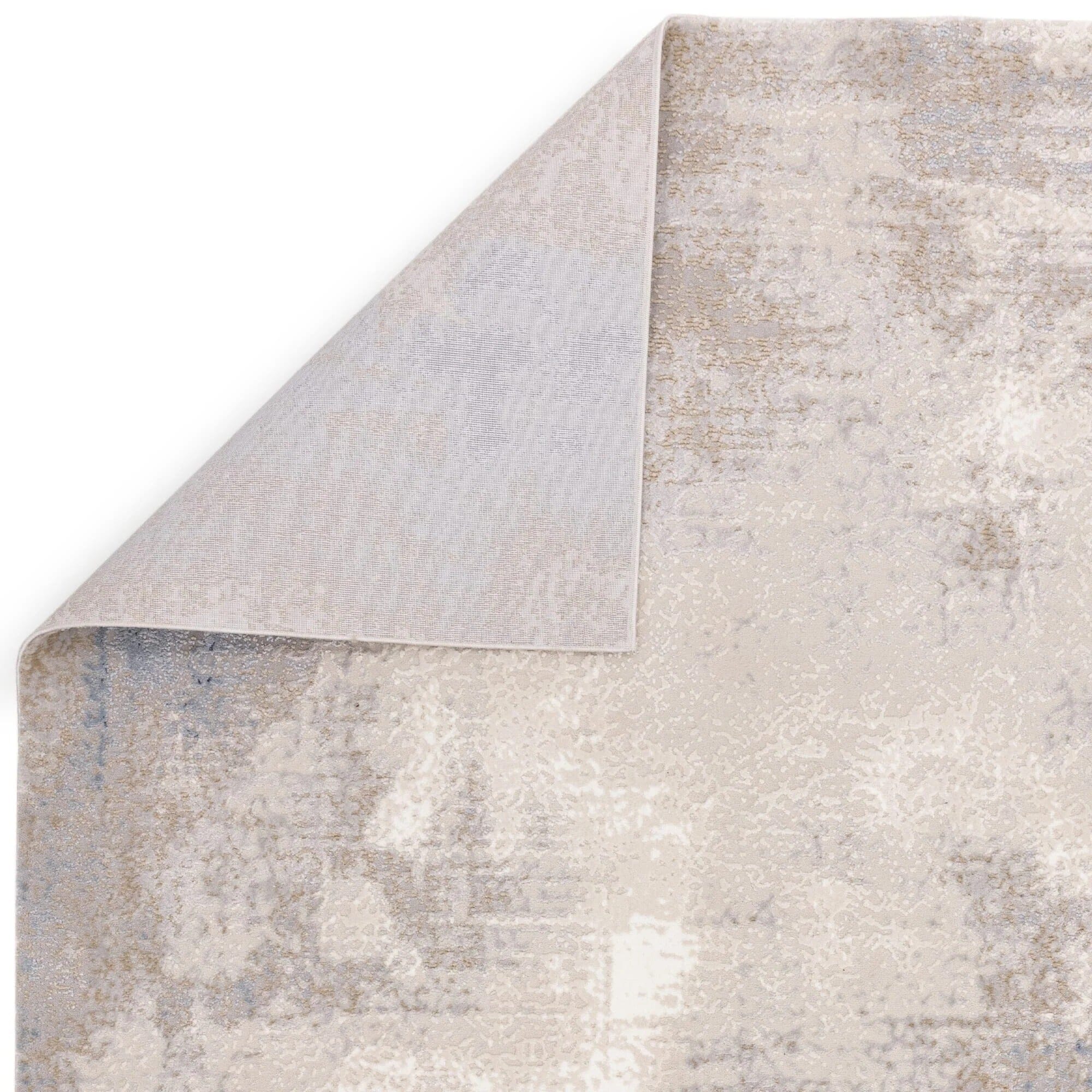 Aveline Metallic Cream, Grey & Blue Abstract Rug 