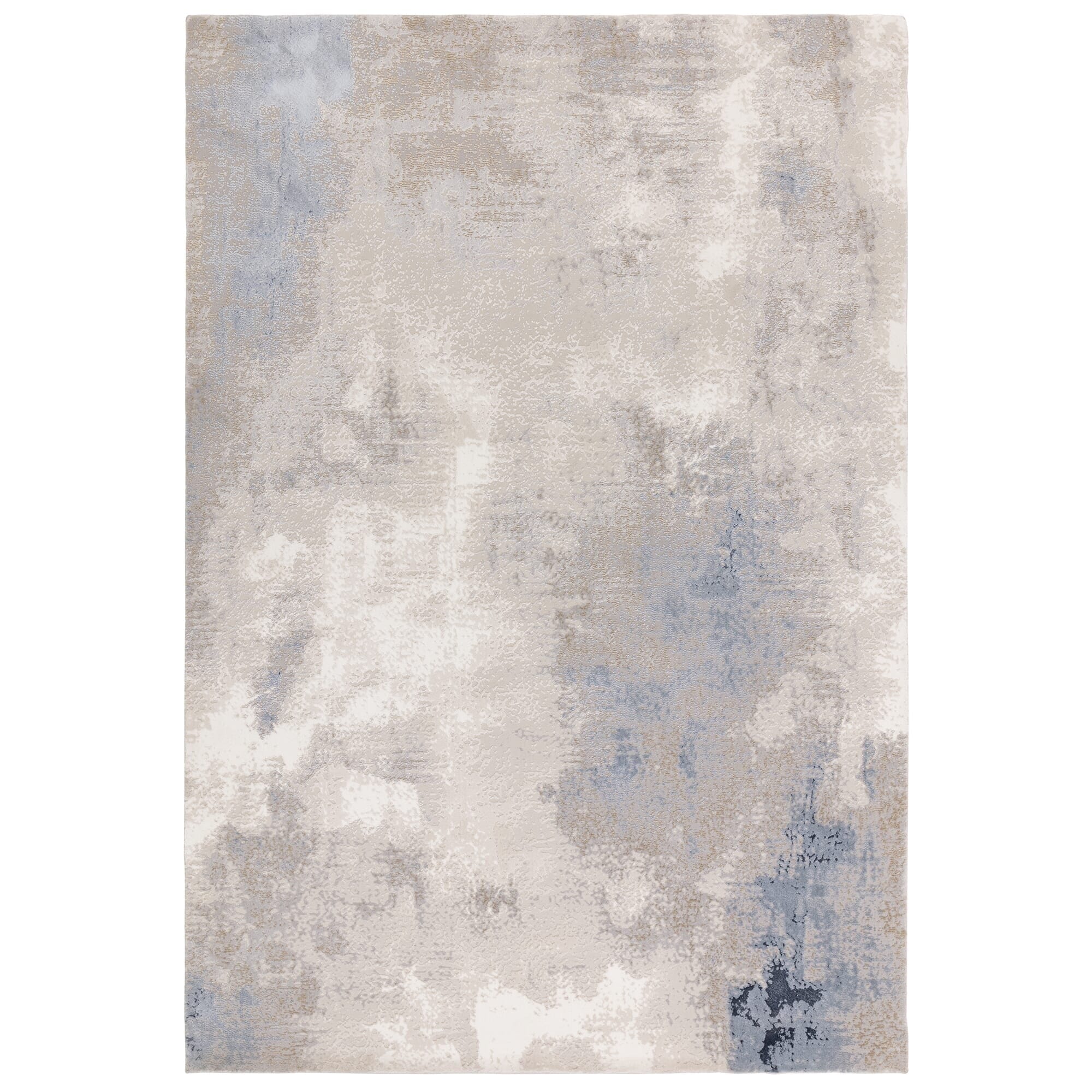 Aveline Metallic Cream, Grey & Blue Abstract Rug 