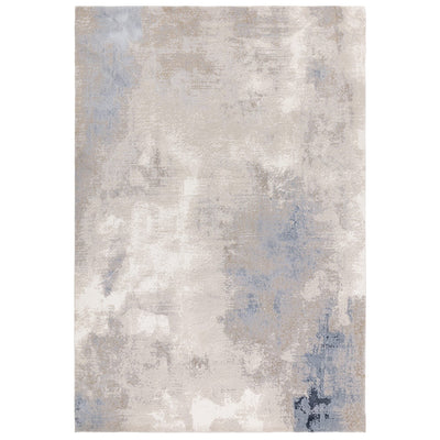 Aveline Metallic Cream, Grey & Blue Abstract Rug 