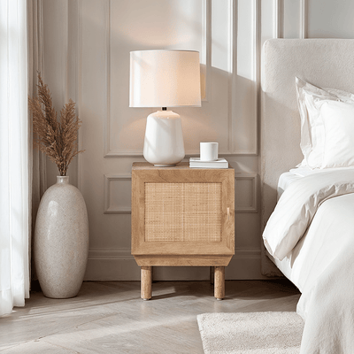 Averso Natural Rattan 1 Door Bedside Table Furniture 