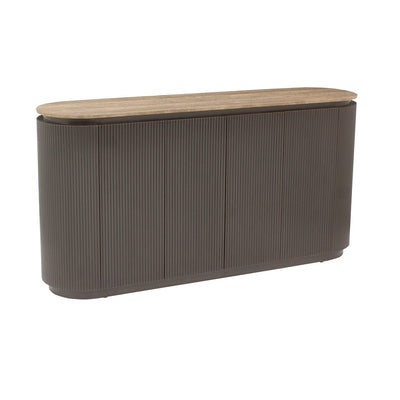 Aya Brown Ribbed Sideboard with Travertine Top Furniture 