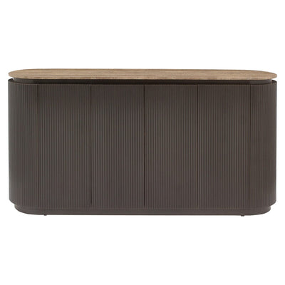 Aya Brown Ribbed Sideboard with Travertine Top Furniture 