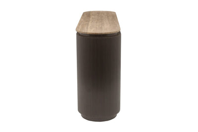 Aya Brown Ribbed Sideboard with Travertine Top Furniture 