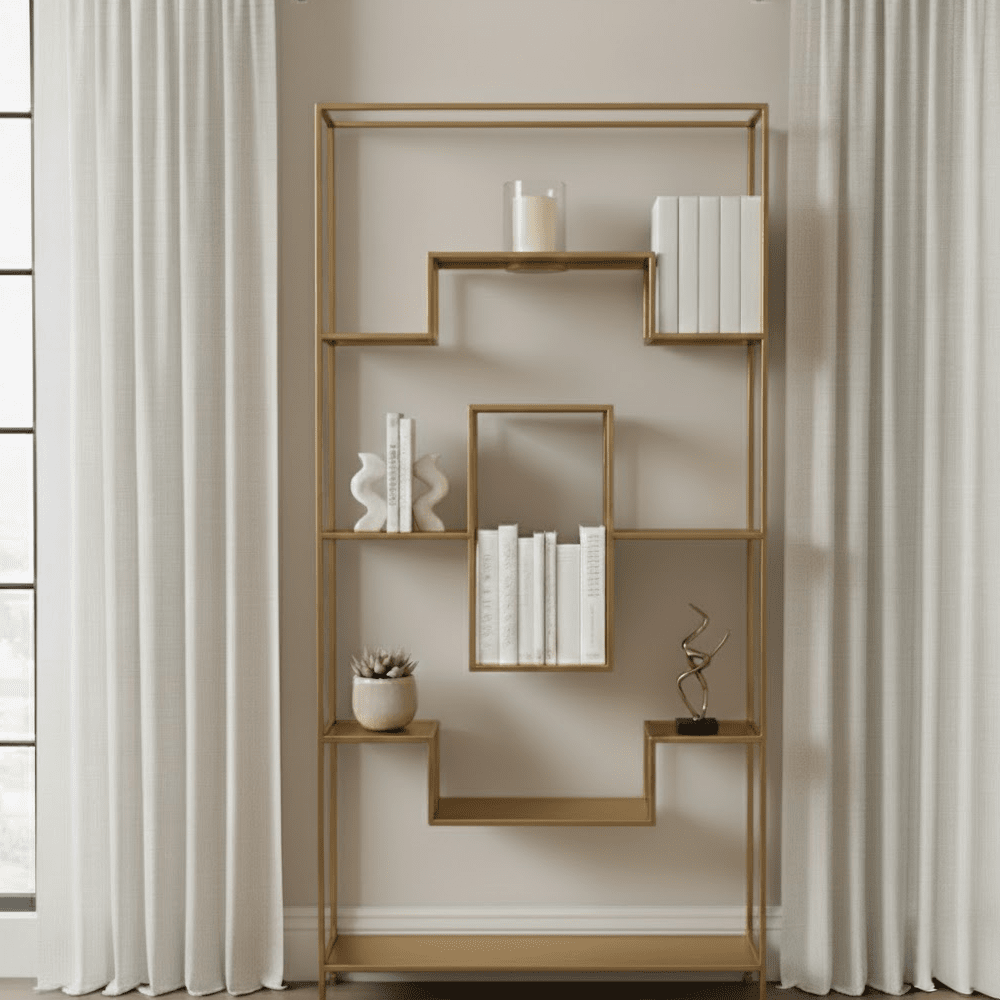 Ayesha Antique Brass Decorative Shelving Unit Furniture 