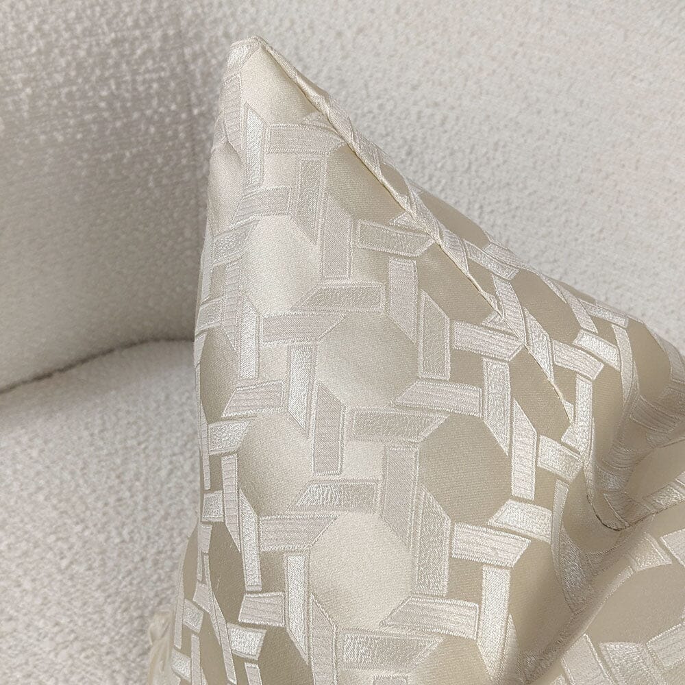 Aylin Gold Geometric Print Feather Filled Cushion - 45x45cm Textiles 