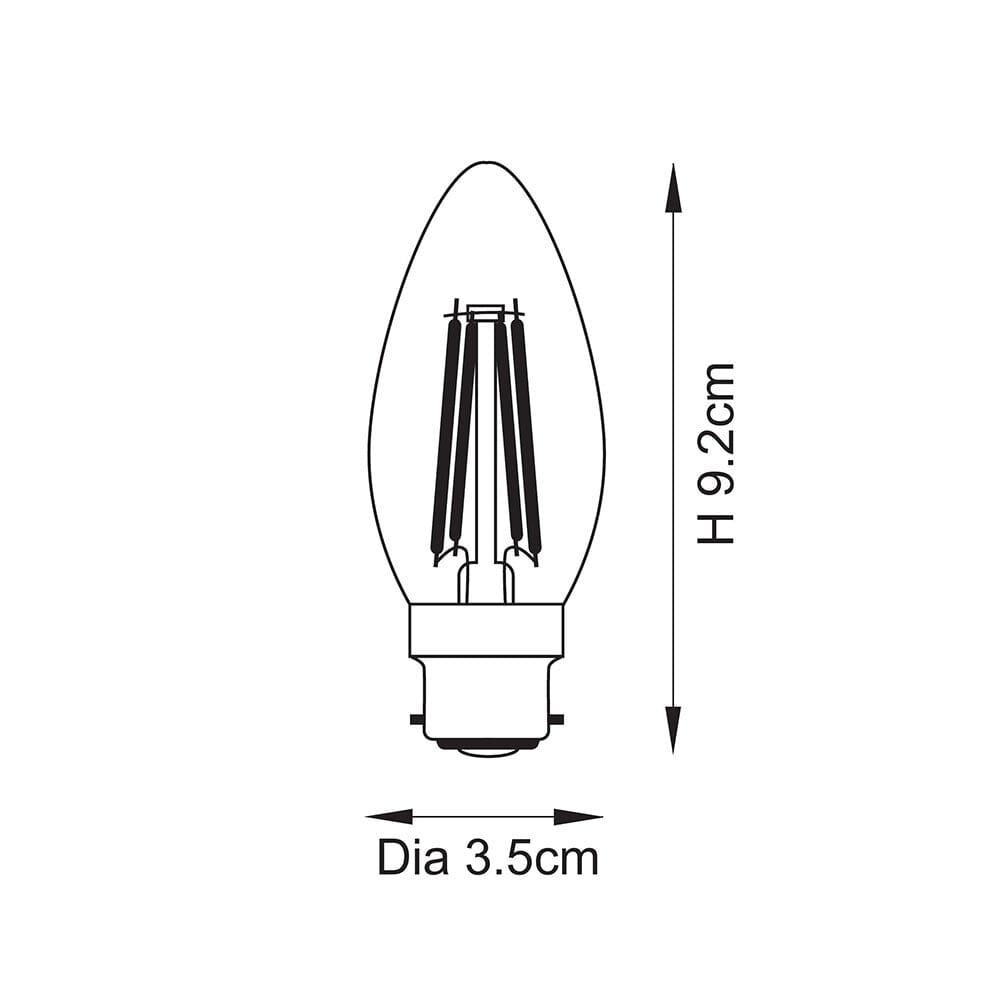 B22 LED Filament Warm White Candle Bulb Lighting 