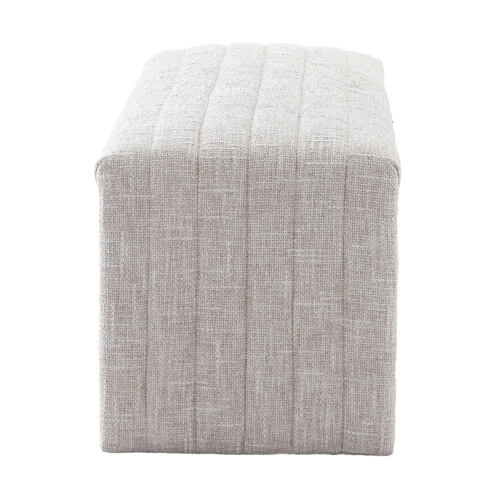 Balkan Cream Chenille Bench with Channel Stitching Furniture 