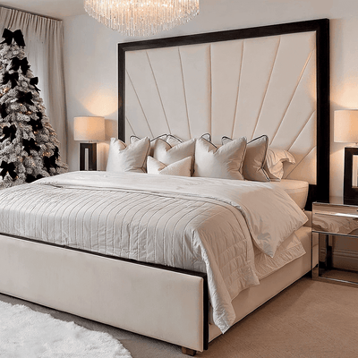 Barcelona Cream & Black Sunburst Bed Beds and Headboards 