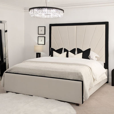 Barcelona Cream & Black Sunburst Ottoman Storage Bed 