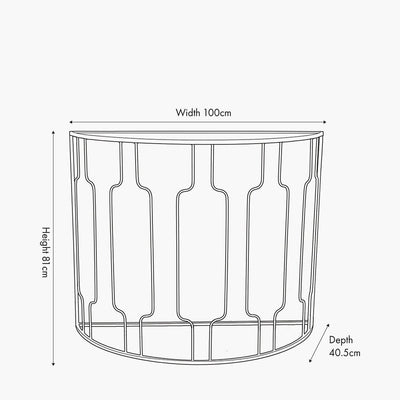 Barrafina Black Metal Half Moon Console Table with Mirrored Top Furniture 