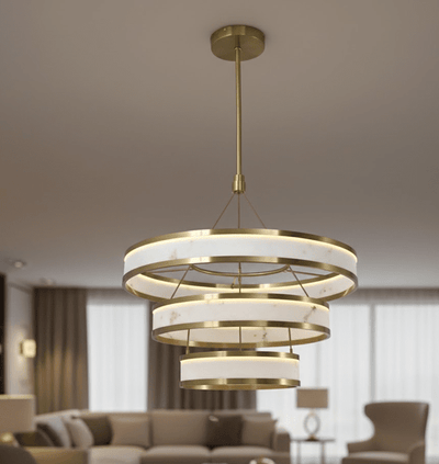 Beck Gold & Marble Round Statement LED Ceiling Light Lighting 