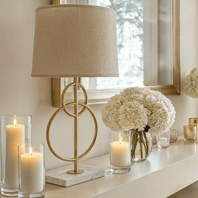 Bellagio Gold Circles Table Lamp with Marble Base Lighting 