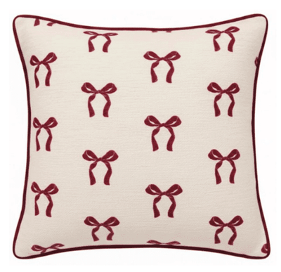 Belle Burgundy Bow Print Cushion Cushion 45x45cm Textiles 