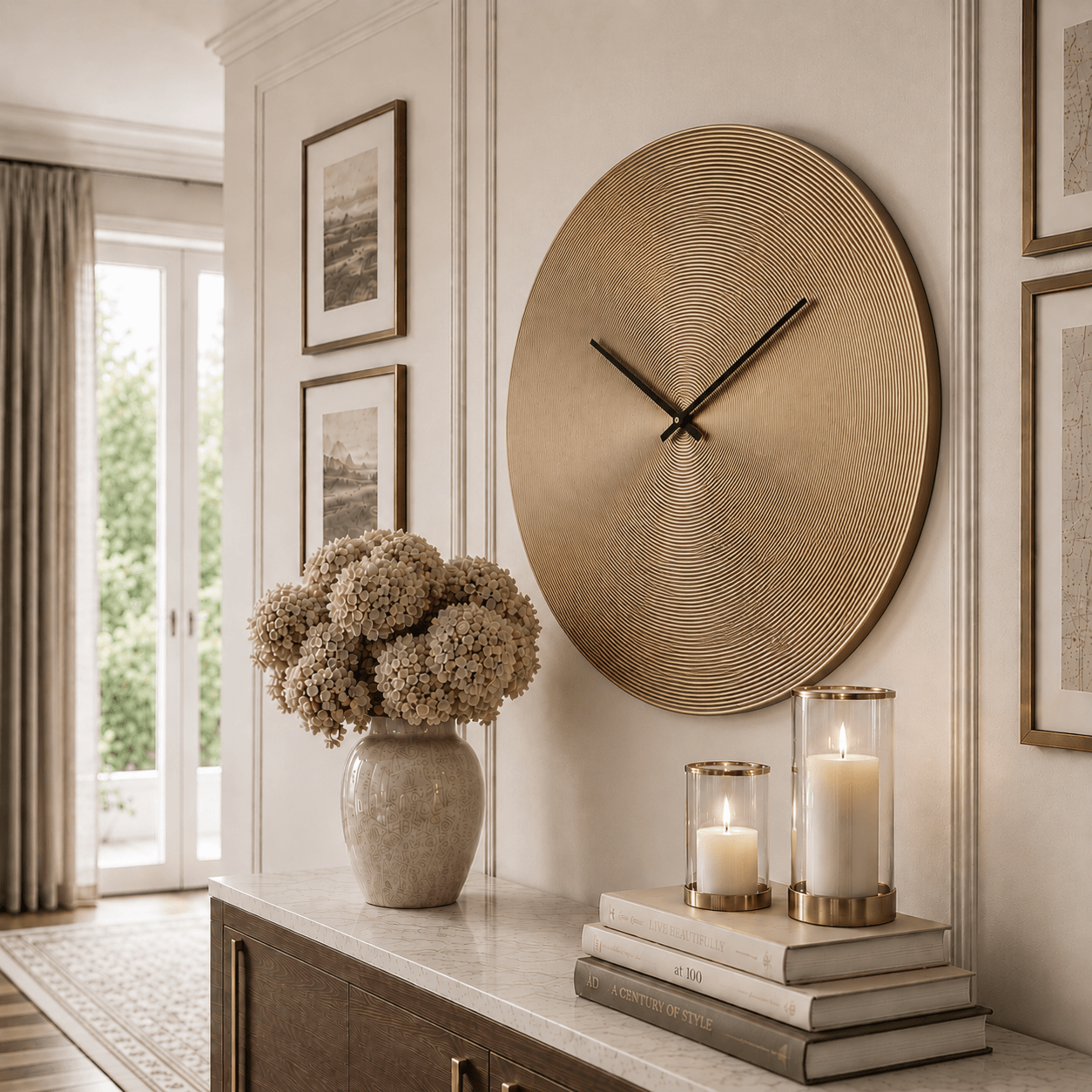 Berlin Round Gold Wall Clock Accessories 