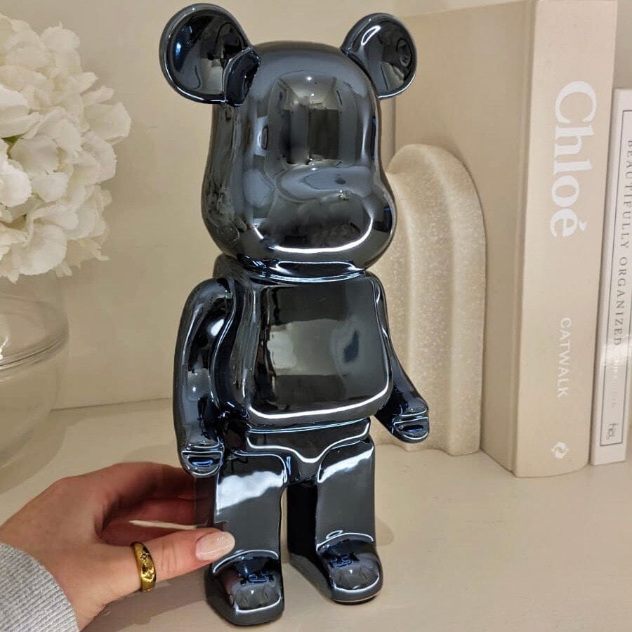 Black Pearlescent Standing Bear Ornament Accessories 