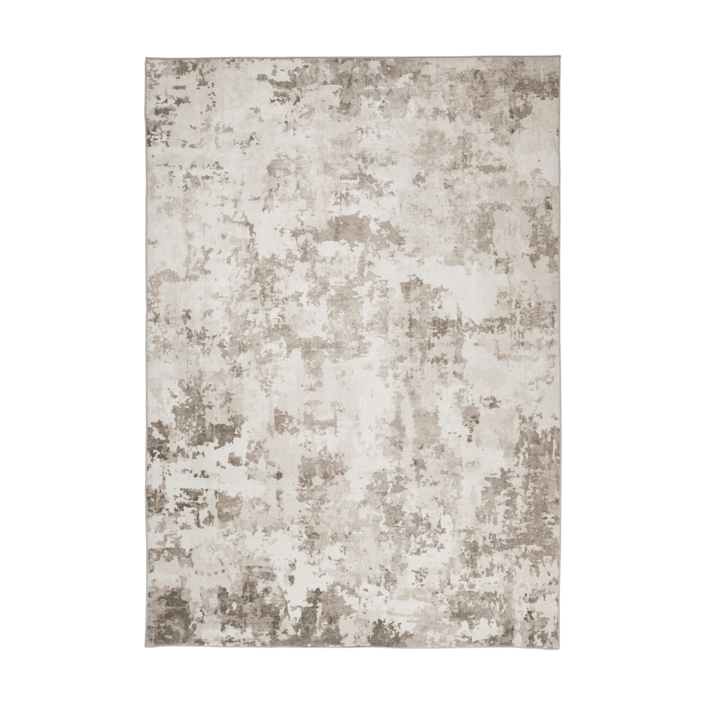 Blavet Washable Cream & Beige Abstract Rug 