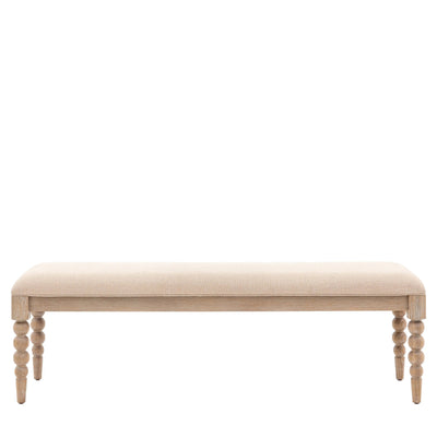 Blenheim Linen Fabric Top Bench with Oak Legs Furniture 