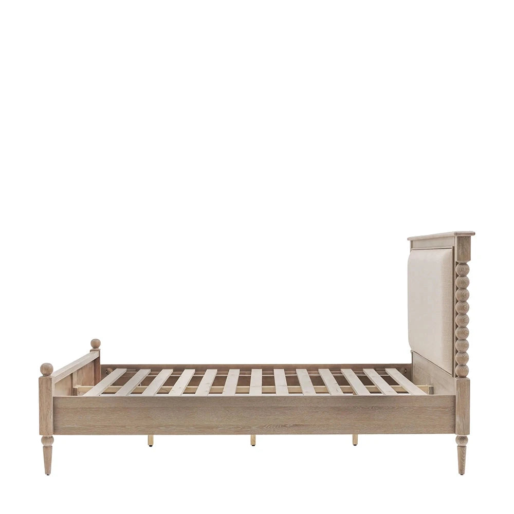 Blenheim Luxury Cream & Lightwashed Wood Upholstered Bed Beds and Headboards 