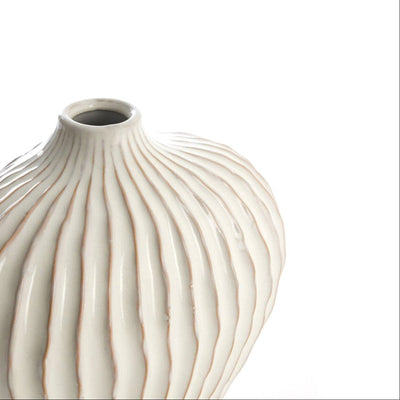 Bloombury Cream Ribbed Ceramic Vase Accessories 